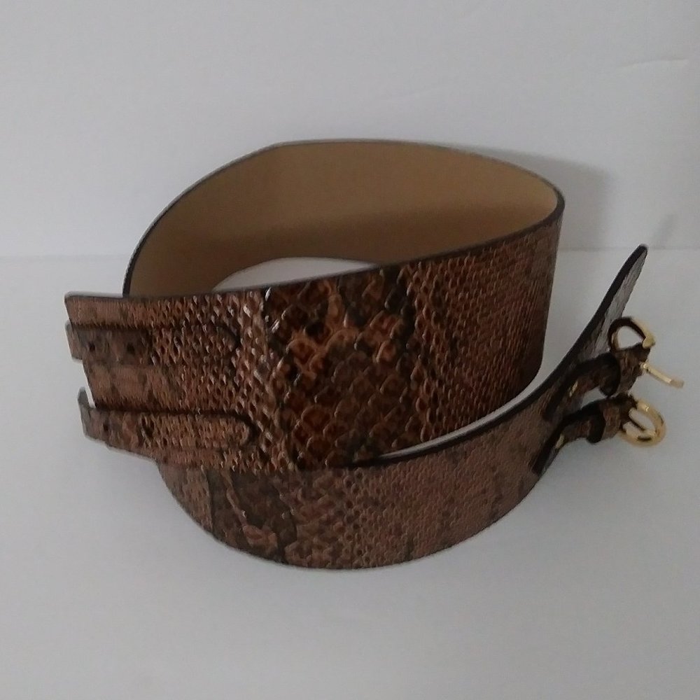 Double Buckle Brown Snake Belt Size Medium